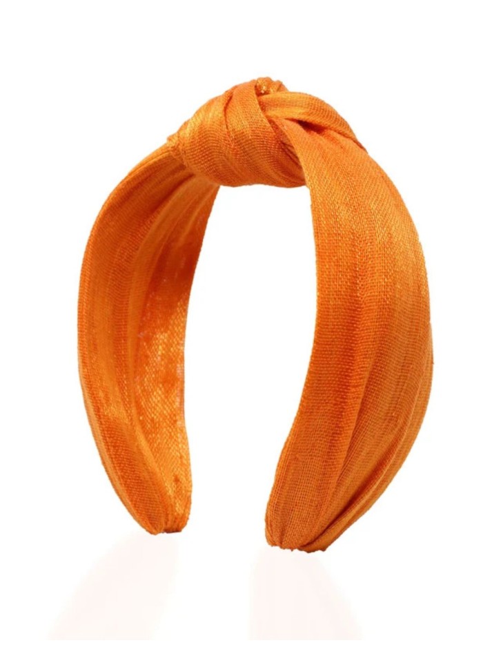 Diadema anudada lisa con sinamay de seda