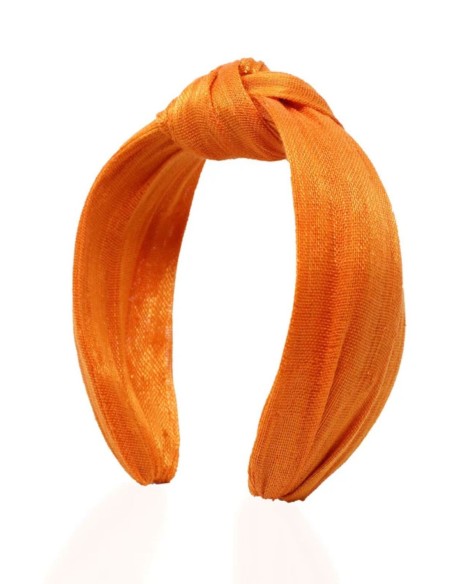 Diadema anudada lisa con sinamay de seda
