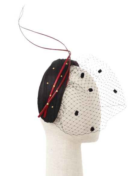 Guest headband black crossed with mesh and strawberry details