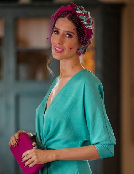 Silk sinamay guest headband with knot and preserved flowers