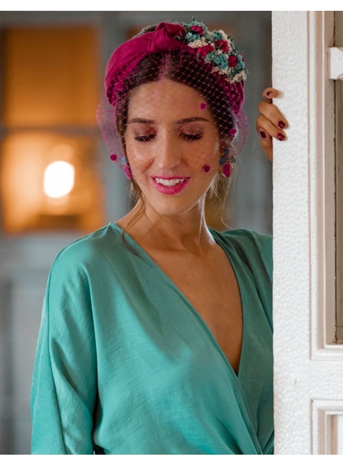 Silk sinamay guest headband with knot and...