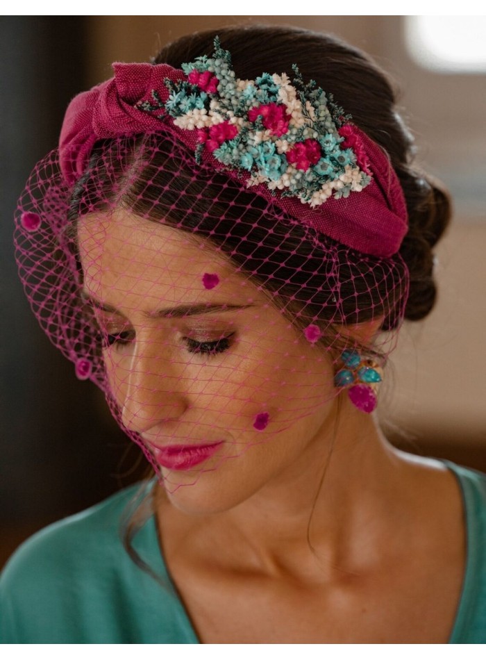 Silk sinamay guest headband with knot and...