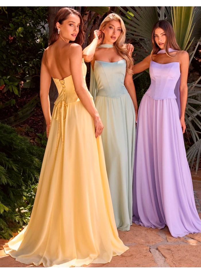 tendencias para invitadas, vestidos palabra de honor en color pastel