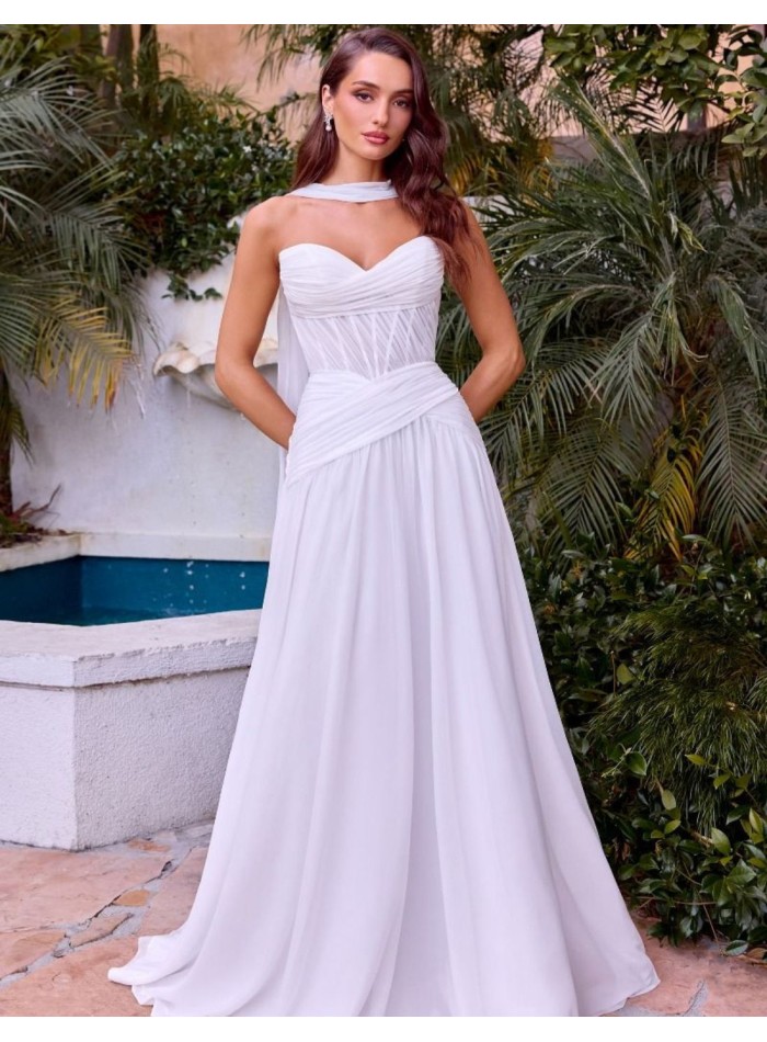 Long wedding dress with sweetheart neckline and...