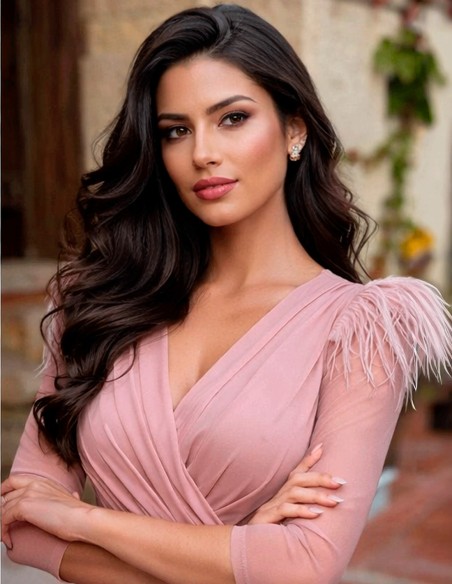 Robe de soirée longue avec manches en tulle et plumes