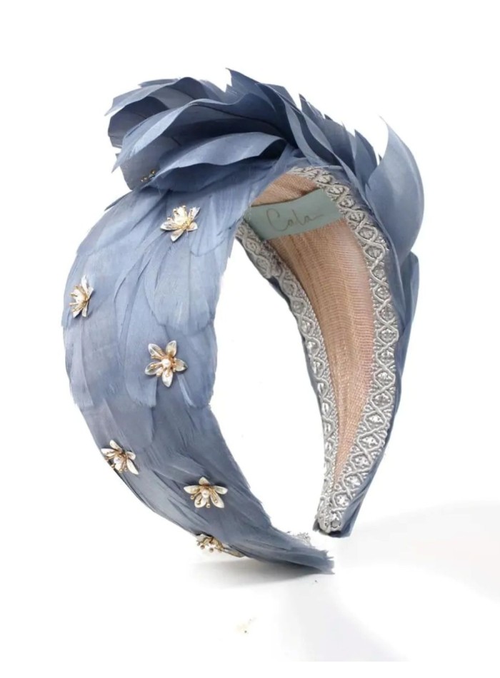 Feather guest headband with jeweled pieces