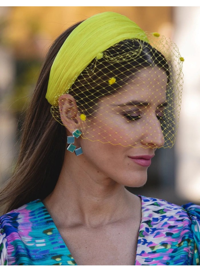 Yellow silk sinamay guest headband for guests