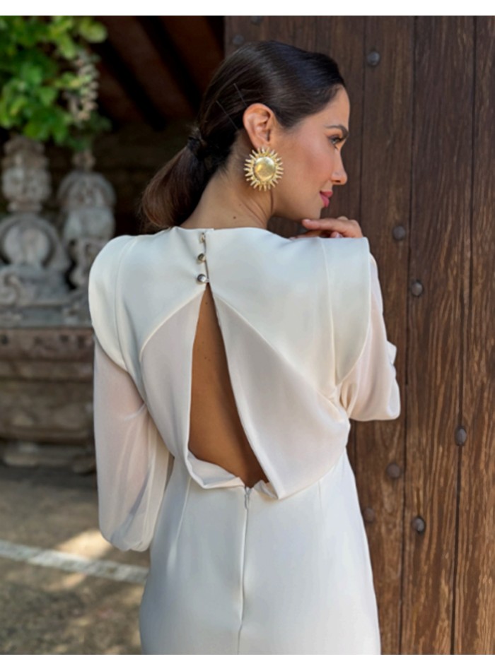 Vestido midi con manga holgada y abertura en la...