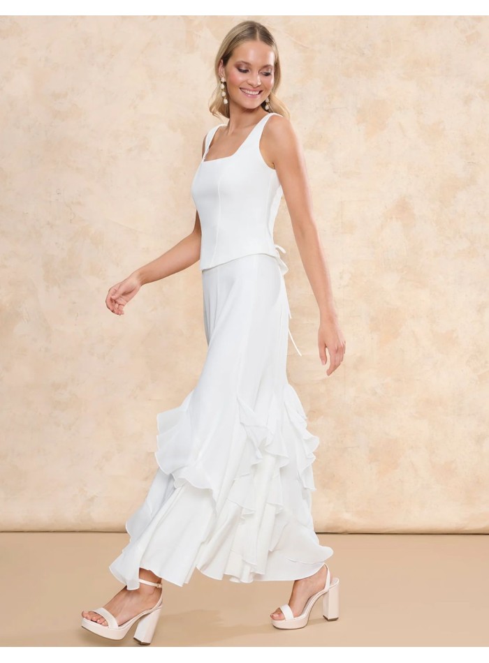 Vaporous chiffon midi bridal skirt with...