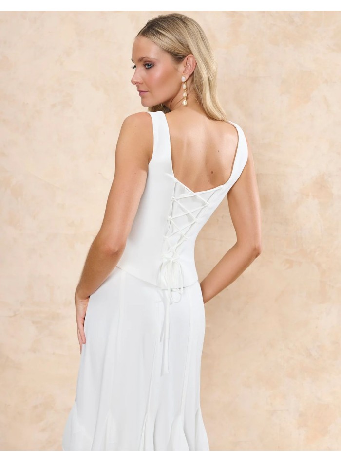 Bridal top with square neckline and vertical...