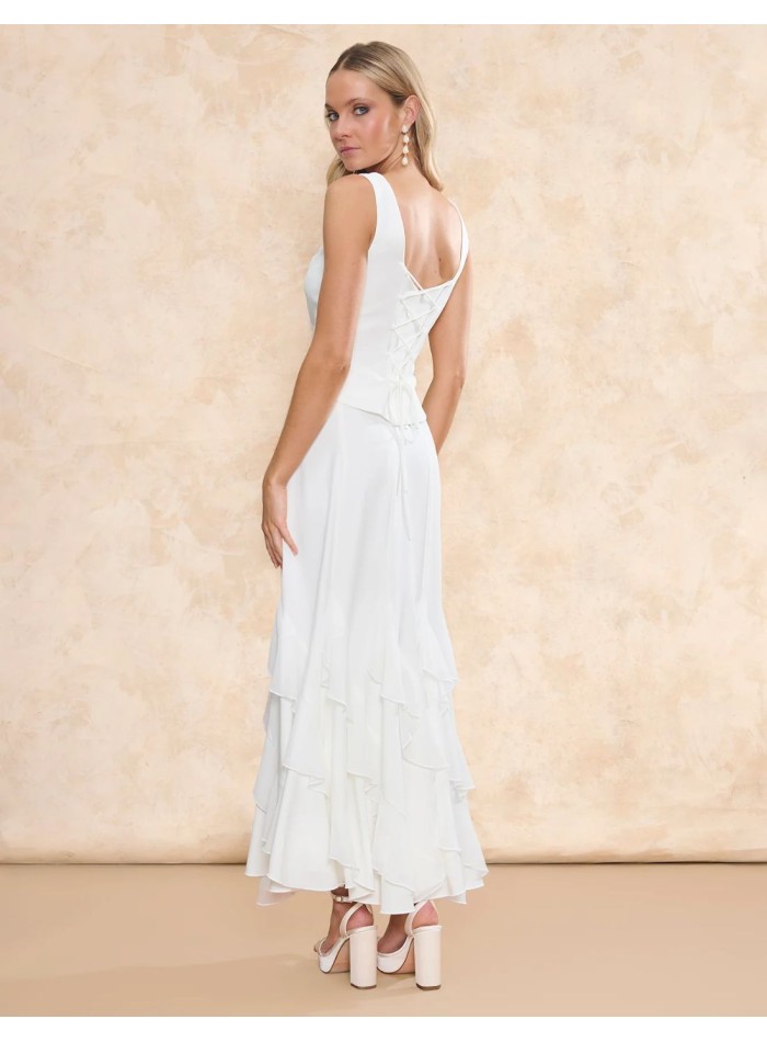 Bridal top with square neckline and vertical...