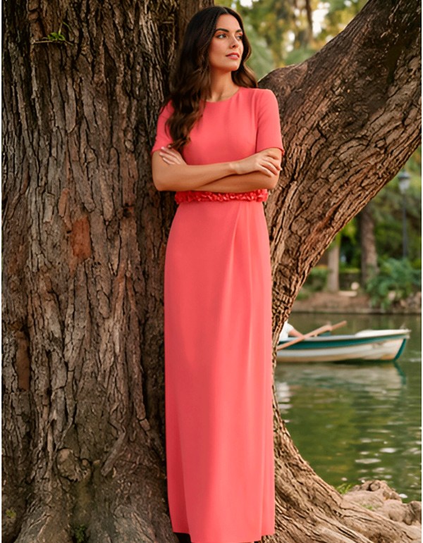 Vestido de fiesta de tirante ancho con sobrecamisa invitada especial 2