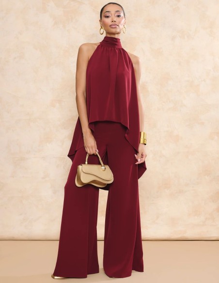 Pantalon de coupe palazzo taille haute marron