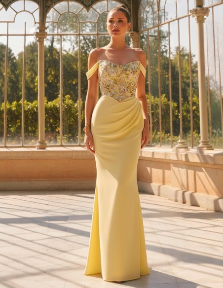 vestido amarillo pastel para invitada ideal
