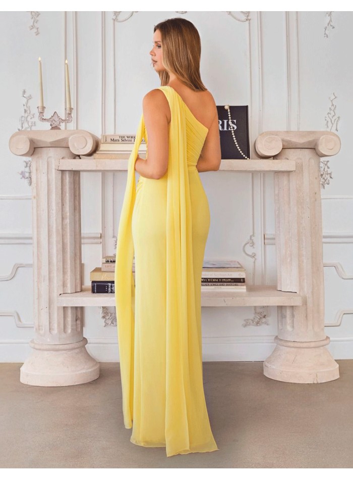 Robe de soirée longue en mousseline de soie...