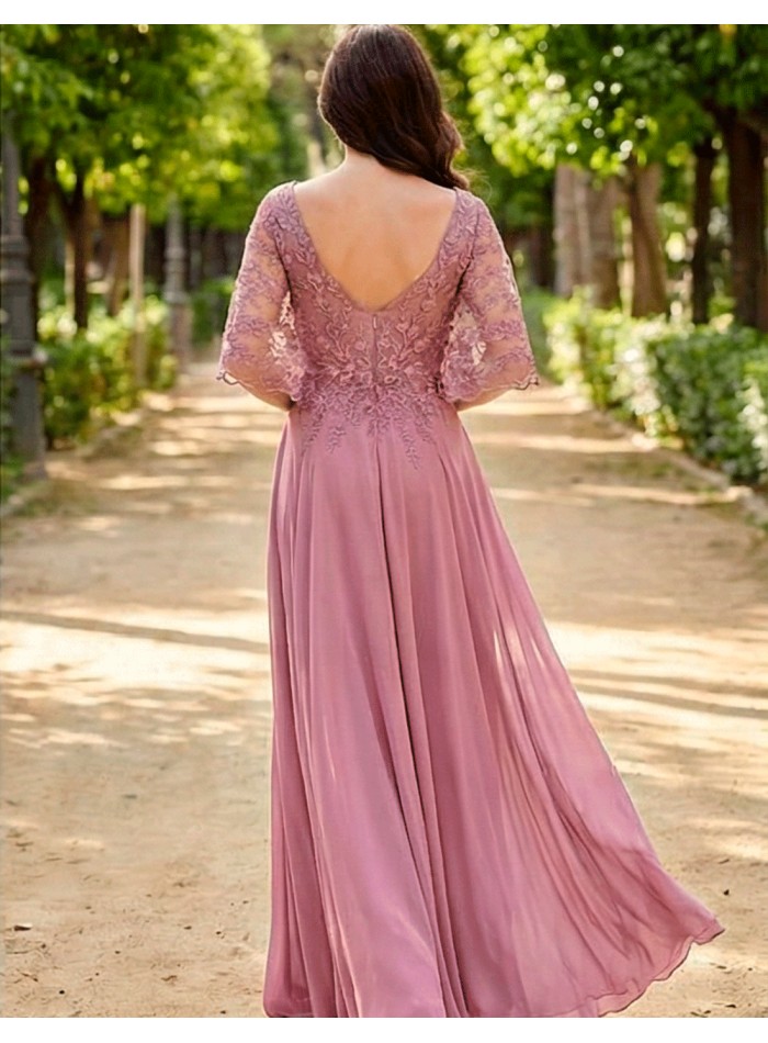 Longue robe de marraine avec corsage en...