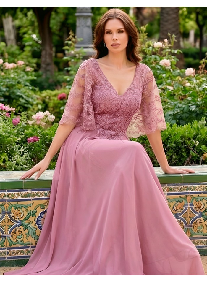 Longue robe de marraine avec corsage en...