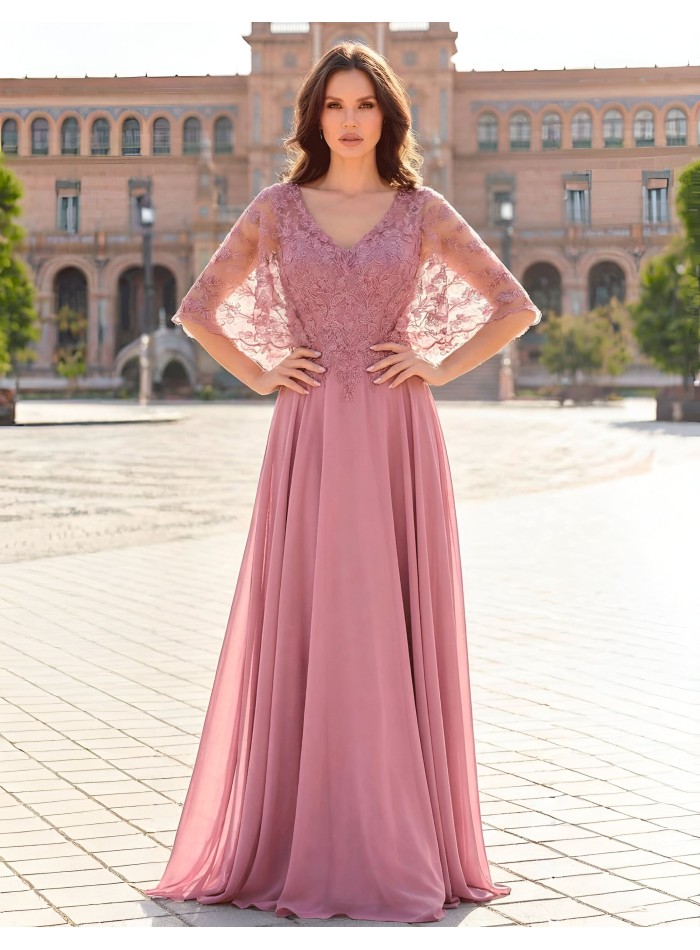 Longue robe de marraine avec corsage en...