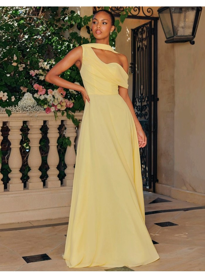 Robe longue de fête jaune pastel avec encolure...