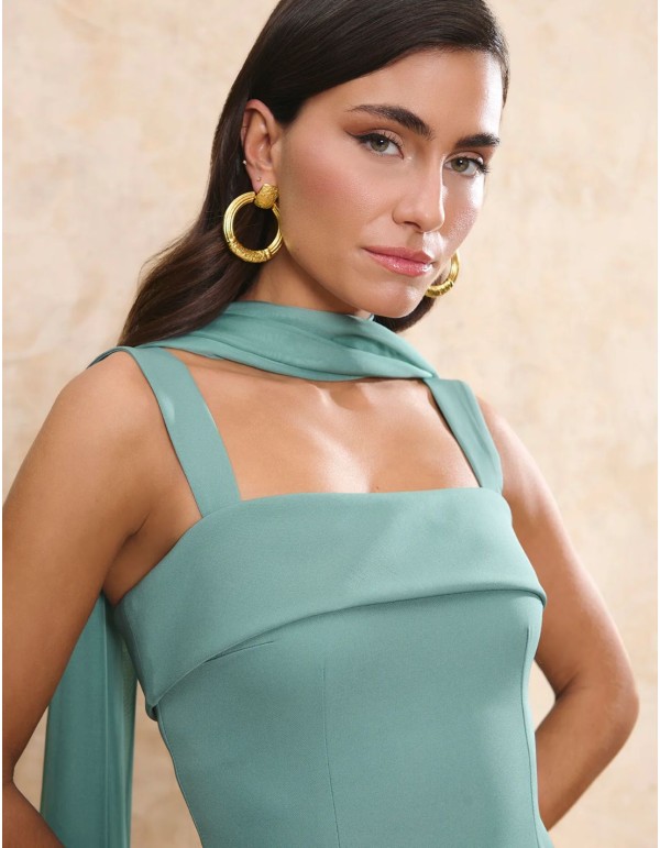 Powdered green shawl in chiffon fabric