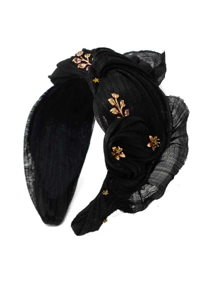 Bandeau à effet volanté en sinamay de soie