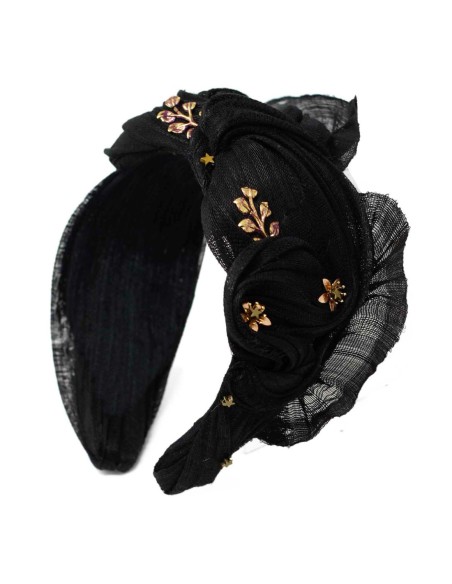 Bandeau à effet volanté en sinamay de soie