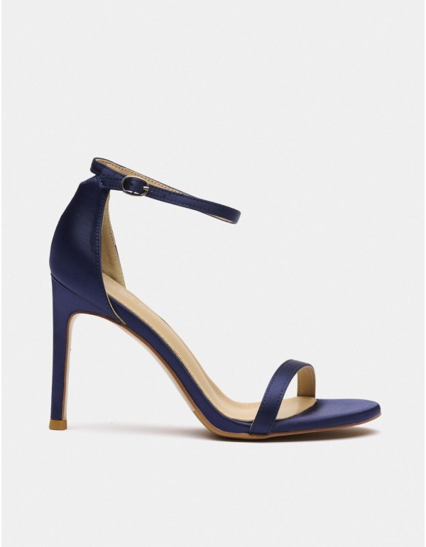 Satin fabric heeled sandal with buckle fastening 2