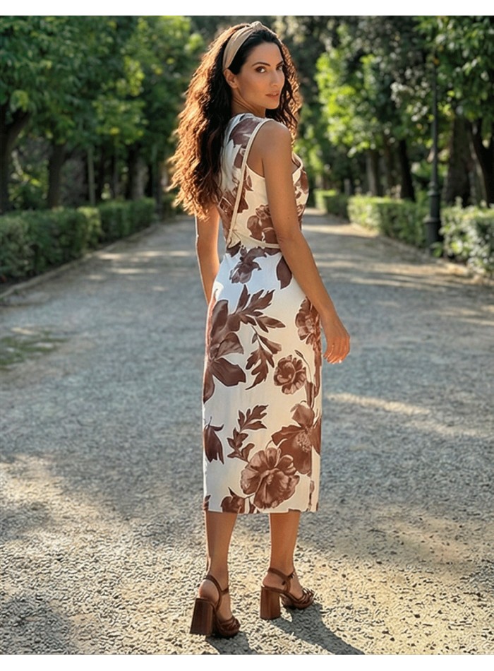 Brown strappy ankle strap sandals with...