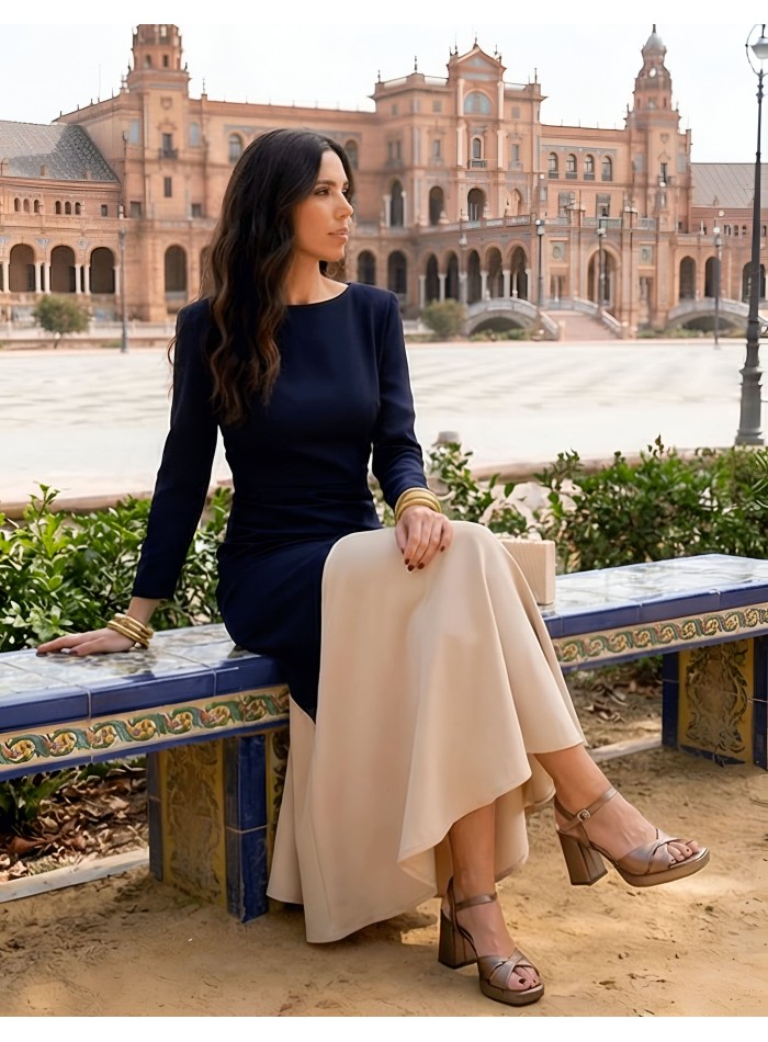 Copper-colored sandals with platform and comfortable heel