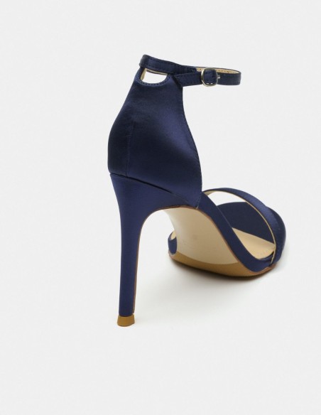 Satin fabric heeled sandal with buckle fastening