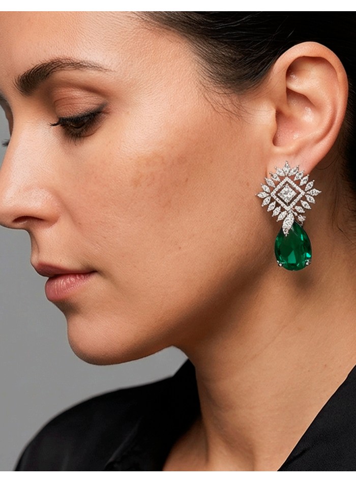 Boucles d'oreilles artisanales vert émeraude...