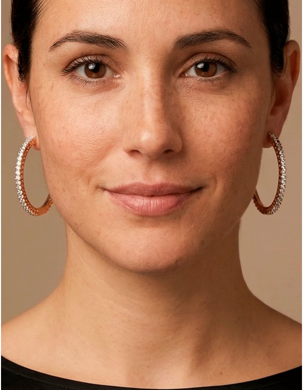 Boucles d'oreilles en cristal naturel plaqué or 48 carats avec finition plaquée rhodium 2