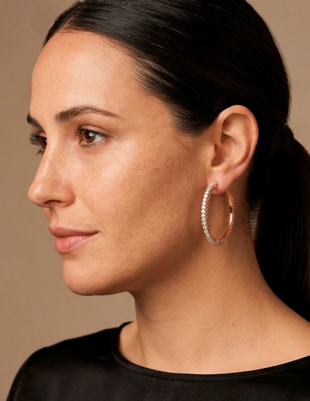 48 Karat Gold Plated Natural Crystal Earrings with Rhodium Plated Finish