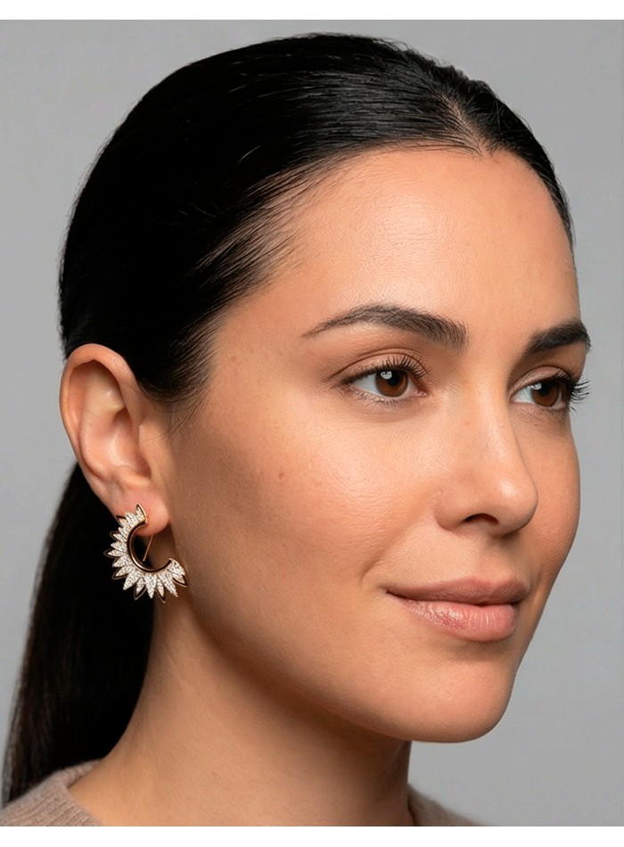 Boucles d'oreilles demi-lune artisanales avec...