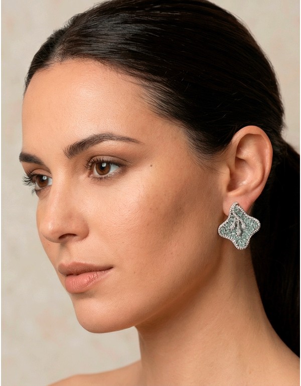 Boucles d'oreilles Fleur de Lotus avec pierres... 2