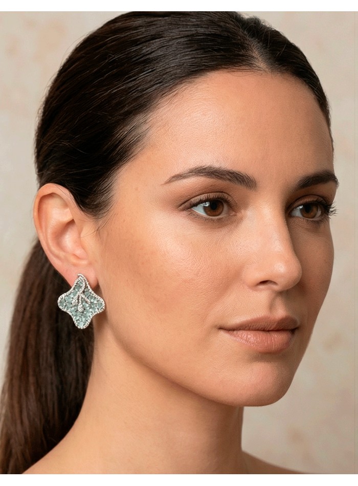 Boucles d'oreilles Fleur de Lotus avec pierres...