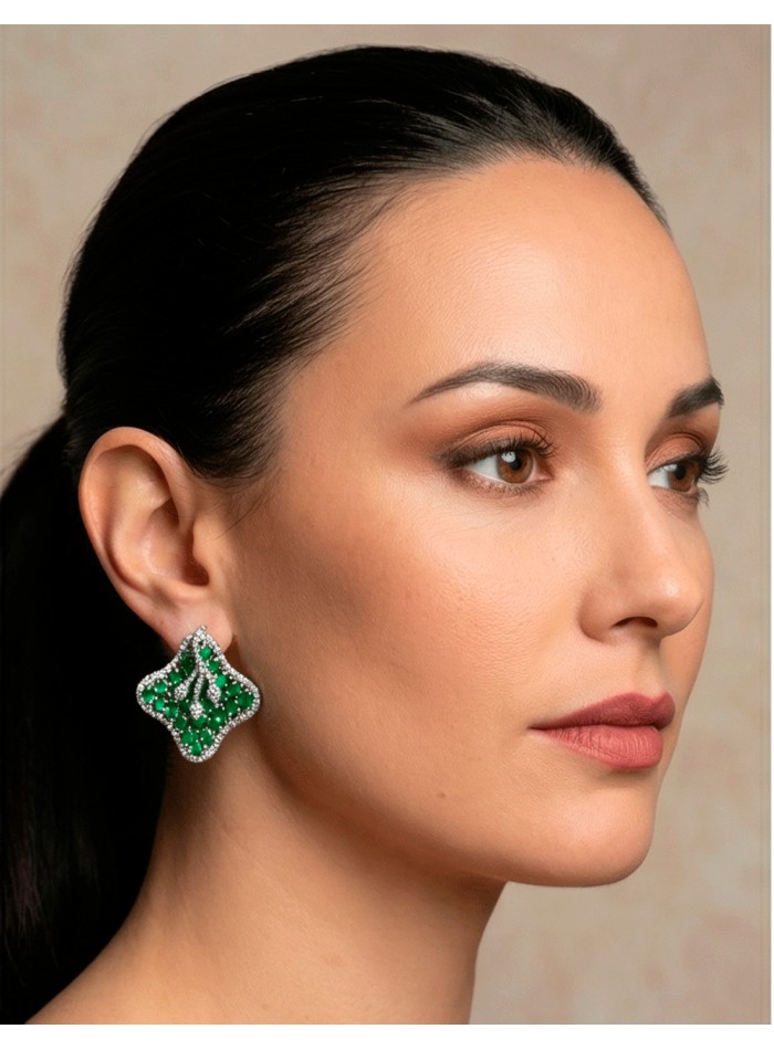 Lotus Flower with Emerald Green Semiprecious...