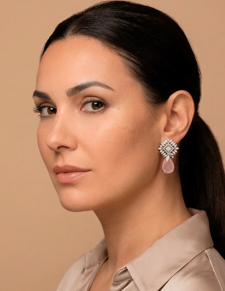 Pendientes rosas para invitada