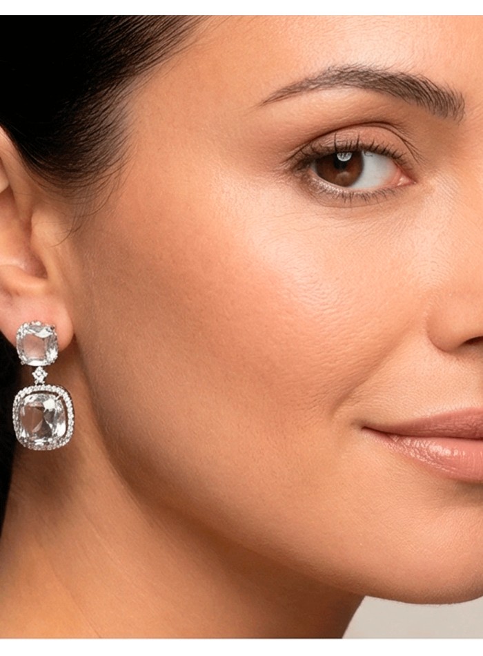 Boucles d'oreilles artisanales plaquées rhodium...