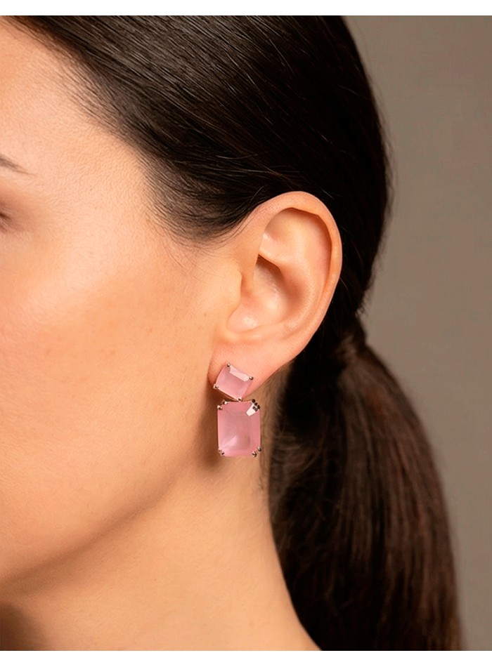 Handmade Earrings Rhodium Plated with...