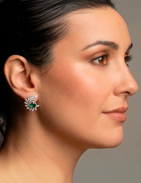 Handmade Spiral Spiral Earrings with Green Semiprecious Stones