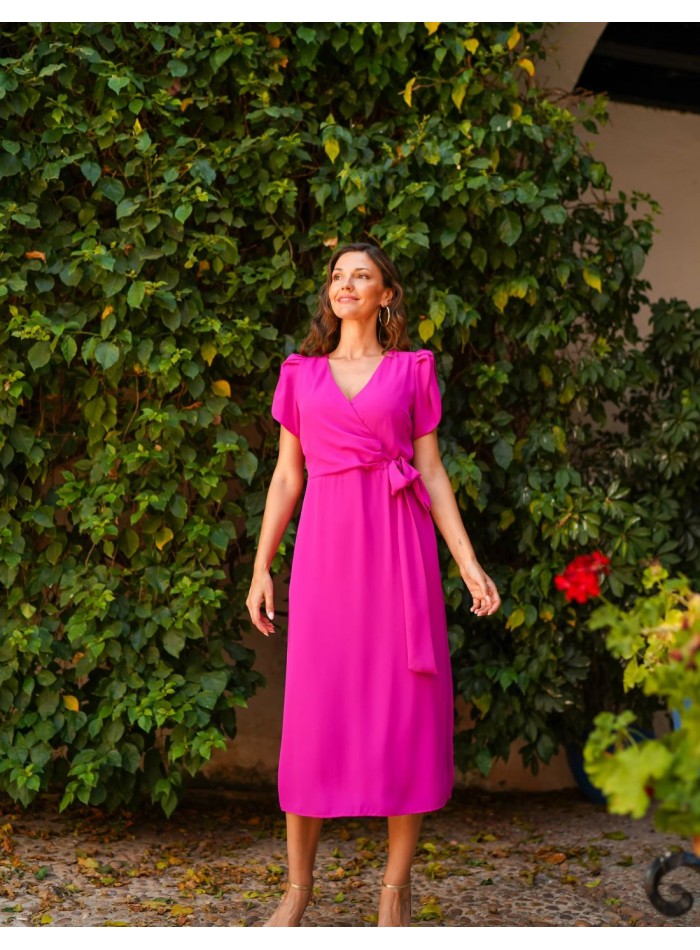 Vestido midi buganvilla para invitada