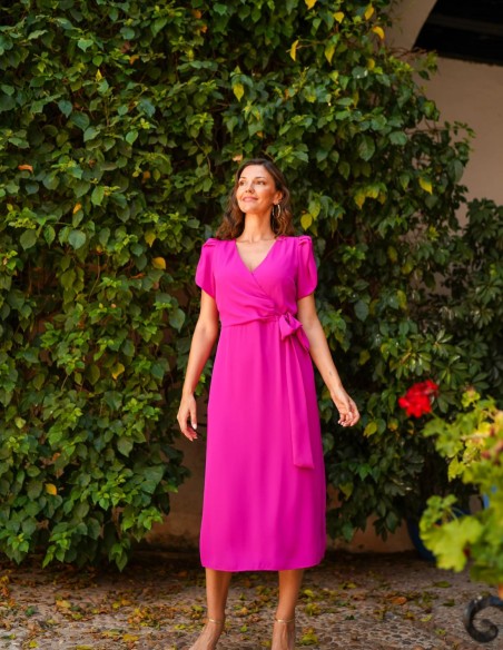 Vestido midi buganvilla para invitada