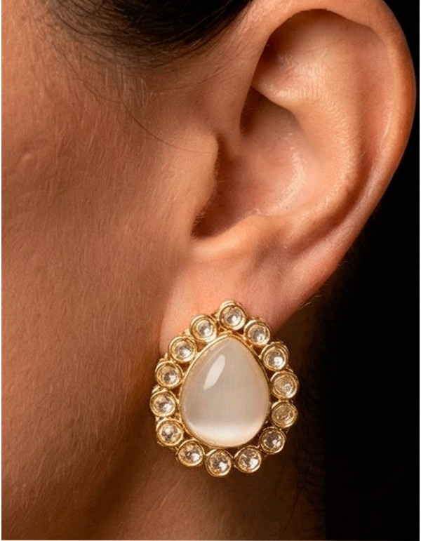 Mother-of-pearl stone with zirconia earrings 2