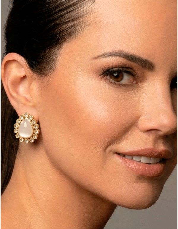 Boucles d'oreilles en nacre et zirconium