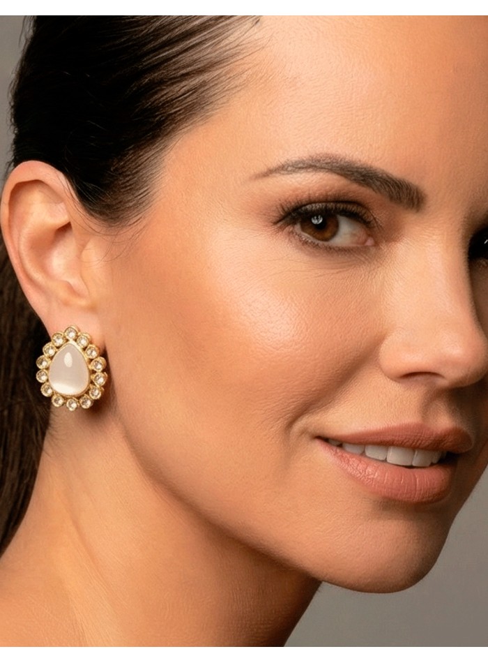 Boucles d'oreilles en nacre et zirconium