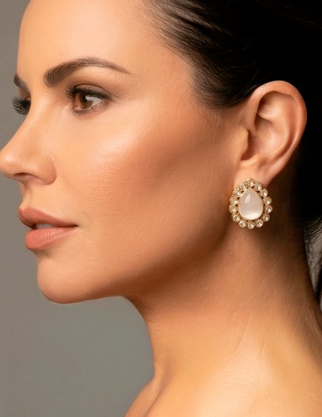 Pendientes piedra nácar con circonitas