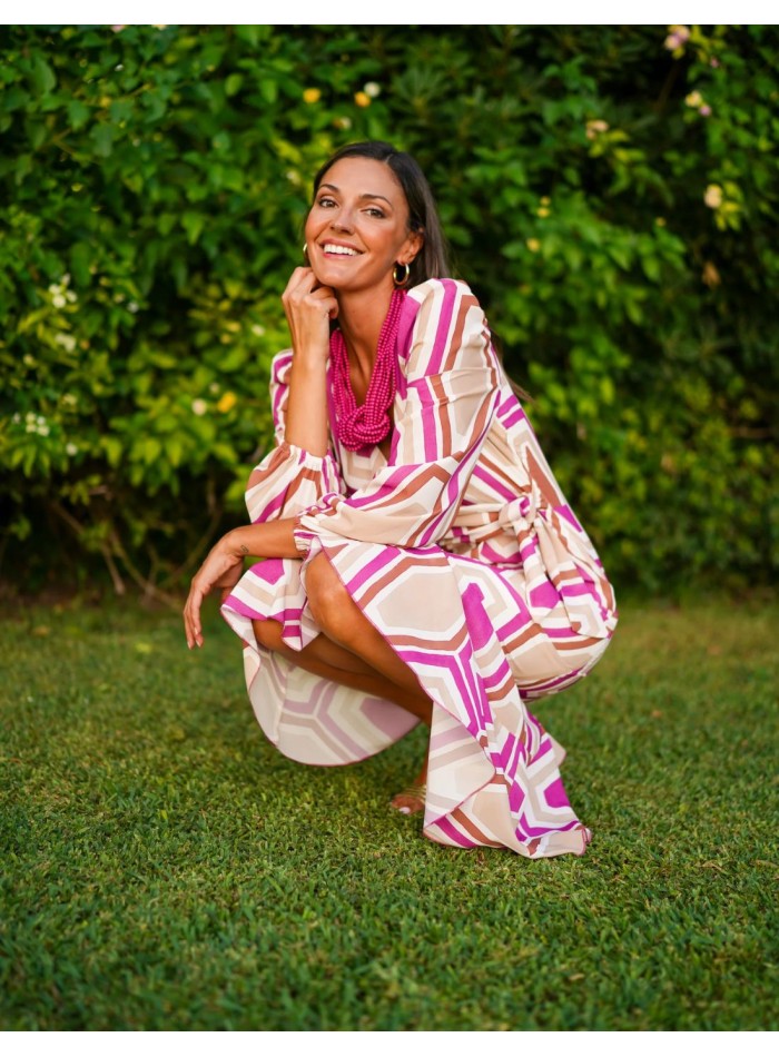 Vestido midi estampado en tejido fluido