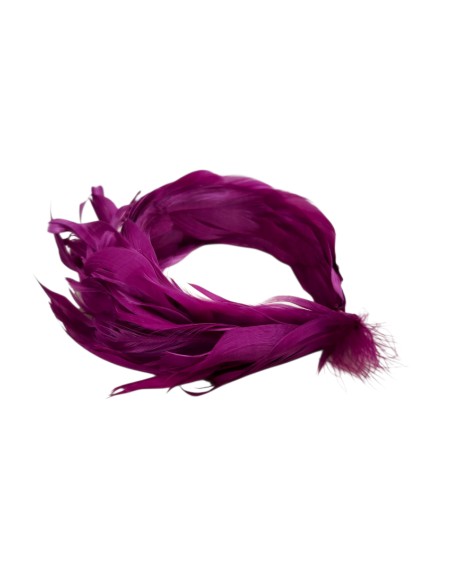 Diadema de invitada de plumas en color magenta