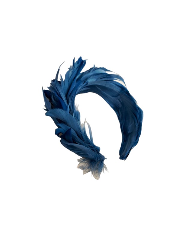 Navy blue feather guest headband 2